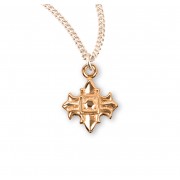 Gold Over Sterling Silver Fleur De Lis Cross - Necklace