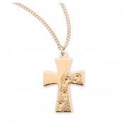 16kt Gold Over Sterling Silver footprints in the sand high polished 5/8" cross w/18" Chain - Boxed - Necklace 16kt Gold Over Sterling Silver footprints in the sand high polished 5/8" cross w/18" Chain - Boxed - Necklace