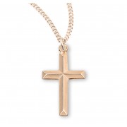 Gold Over Sterling Silver Angle Edged Cross - Necklace