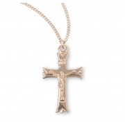 16kt Gold Over Sterling Medal Fancy Tip Crucfix 18" Chain - Boxed - Necklace 16kt Gold Over Sterling Medal Fancy Tip Crucfix 18" Chain - Boxed - Necklace