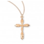 16kt Gold Over Sterling Medal Wheat Crucfix 18" Chain - Boxed - Necklace 16kt Gold Over Sterling Medal Wheat Crucfix 18" Chain - Boxed - Necklace