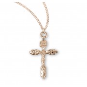 Gold Over Sterling Silver Wheat Crucifix - Necklace