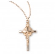 Sun Burst Gold Over Sterling Silver Crucifix - Necklace Sun Burst Gold Over Sterling Silver Crucifix - Necklace