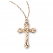Gold Over Sterling Silver Tapered Crucifix - Necklace