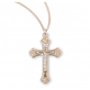 16kt Gold Over Sterling Medal Fancy Tu-Tone Crucfix 18" Chain - Boxed - Necklace 16kt Gold Over Sterling Medal Fancy Tu-Tone Crucfix 18" Chain - Boxed - Necklace