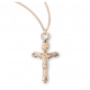 Flare Tipped Gold Over Sterling Silver Crucifix - Necklace