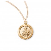 Patron Saint Francis of Assisi Round Gold Over Sterling Silver Medal - Necklace
