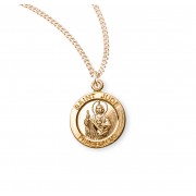 Patron Saint Jude Round Gold Over Sterling Silver Medal - Necklace
