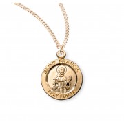 16kt Gold Over Sterling Medal Round St Francis 18" Chain - Boxed - Necklace 16kt Gold Over Sterling Medal Round St Francis 18" Chain - Boxed - Necklace