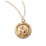 16kt Gold Over Sterling Medal Round St Gerard 18" Chain - Boxed - Necklace 16kt Gold Over Sterling Medal Round St Gerard 18" Chain - Boxed - Necklace