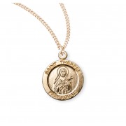 16kt Gold Over Sterling Medal Round St Therese 18" Chain - Boxed - Necklace 16kt Gold Over Sterling Medal Round St Therese 18" Chain - Boxed - Necklace