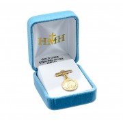 16kt Gold Plated Bar Pin W/ 16kt Gold Over Sterling SHJ Medal - Boxed