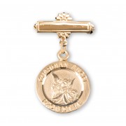 16kt Gold Plated Bar Pin w/16kt Gold Over Sterling Guardian Angel Medal - Boxed