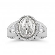 Sterling Miraculous Ring w/Hand Set CZ Trillions Size 5 - Boxed