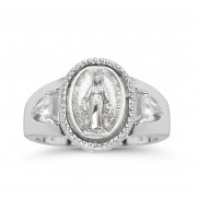 Sterling Miraculous Ring w/Hand Set CZ Trillions Size 6 - Boxed