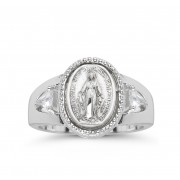 Sterling Miraculous Ring w/Hand Set CZ Trillions Size 7 - Boxed