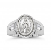 Sterling Miraculous Ring w/Hand Set CZ Trillion Size 8 - Boxed