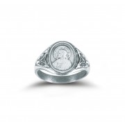 Sterling Silver Sacred Heart Scapular Ring with Our Lady of Mount Carmel Inside