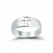 Sterling Silver Pierced Cross "Faith" Ring
