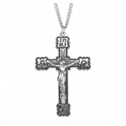 Sterling Silver High Polished Blackened Rosary Crucfix 24" Chain - Boxed - Necklace