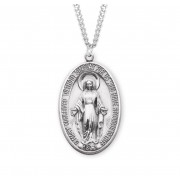 Sterling Silver Large Oval Miraculous - 27" Chain - Boxed - Necklace