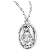 Sterling Silver Oval Miraculous Medal - Necklace