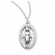 Sterling Silver Medal Oval Miraculous *18" Chain - Boxed - Necklace