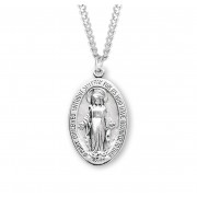 Sterling Silver Oval Miraculous *24" Chain - Boxed - Necklace
