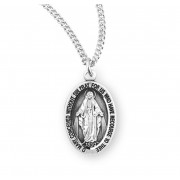 Sterling Silver Oval Miraculous Medal - Necklace