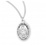 Sterling Silver Oval Miraculous Medal - Necklace