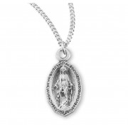 Sterling Silver Oval Miraculous Medal - Necklace