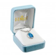 Sterling Silver Blue Sm Oval Miraculous 18" Chain - Boxed - Necklace