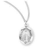 Sterling Silver Oval Miraculous Medal - Necklace
