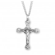 Sterling Silver 1-3/4" Crucifix with Angel tips, on a 24" Chain - Boxed - Necklace