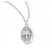 Sterling Silver Oval Miraculous Medal - Necklace