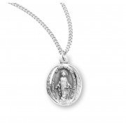 Sterling Silver Oval Miraculous Medal - Necklace