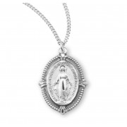 Sterling Silver Medal Beaded Miraculous 18" Chain - Boxed - Necklace