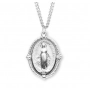 Sterling Silver Lrg Beaded Miraculous - 24" Chain - Boxed - Necklace
