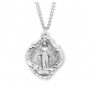 Sterling Silver Lrg Baroque Miraculous 24" Chain - Boxed - Necklace