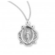 Sterling Silver Fancy Miraculous Medal w/18" Chain - Boxed - Necklace