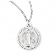 Sterling Silver 11/16" Round Miraculous Medal w/18" Chain - Boxed - Necklace