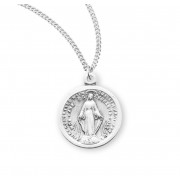 Sterling Silver Round Miraculous Medal - Necklace