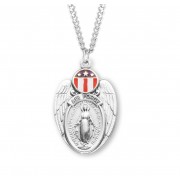 Sterling Silver Airforce Shield Miraculous w/Red, White, & Blue 24" Chain - Boxed - Necklace