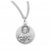 Sterling Silver Scapular Sacred Heart of Jesus Medal - Necklace