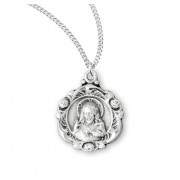 Sacred Heart of Jesus Sterling Silver Scapular Medal - Necklace