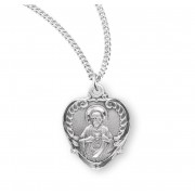 Sterling Silver Heart Shaped Scapular 18" Chain - Boxed - Necklace