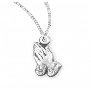 Praying Hands Sterling Silver Medal - Necklace