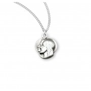 Small 7/16" x 5/16" Sterling Jesus Through Mary Medal-18" Chain - Boxed - Necklace
