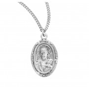 Sterling Silver Small Oval Scapular 18" Chain - Boxed - Necklace Sterling Silver Small Oval Scapular 18" Chain - Boxed - Necklace