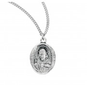 Sacred Heart of Jesus Sterling Silver Scapular Medal - Necklace